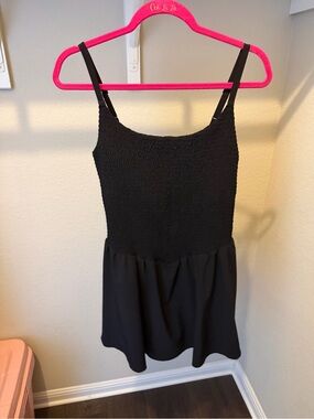 Aerie Black Smocked Tank Top Dress